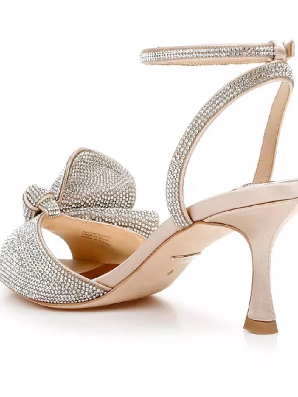 Badgley Mischka Rose Gold Crystal Bow Ankle-Strap Sandal - Picture 3 of 9